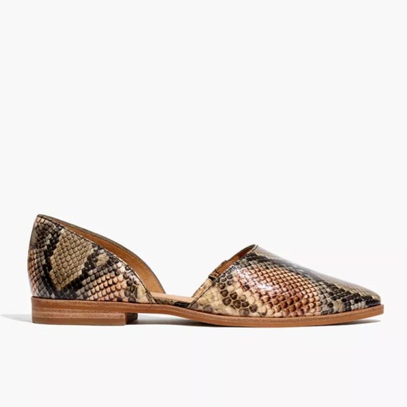 Madewell Leather Snakeskin Flats - Picture 1 of 5